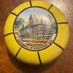 Antique vintage souvenir piece trinket box Seminaire Saint Hyacinthe Quebec